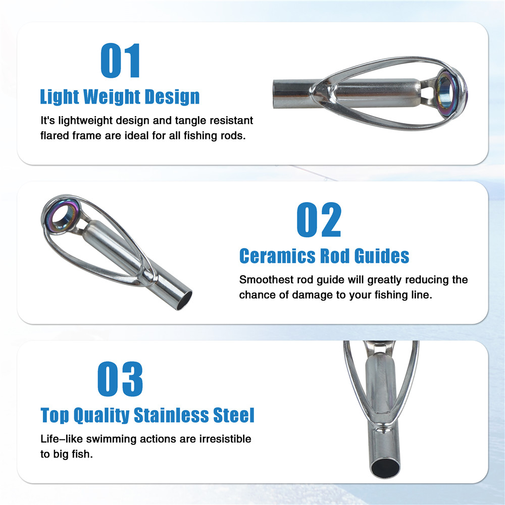 10Pcs Fishing Rod Guide Tips R - Fishing Rod Surf 评论和价格